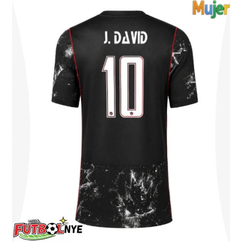 Camiseta Canadá Jonathan David #10 Visitante Equipación para mujer Mundial 2026 manga corta